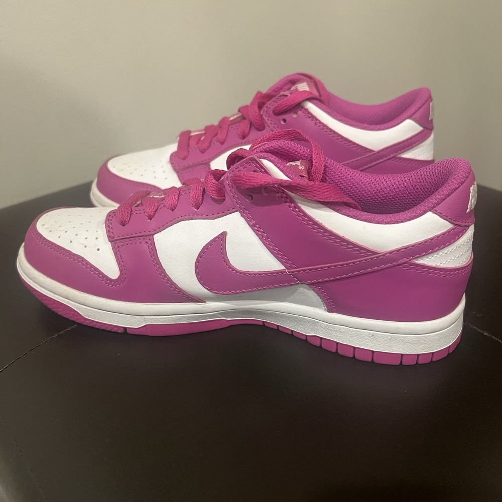 Nike Dunk Low BG White/Active Fuchsia FJ0704-100 Size 5Y - Picture 3 of 11